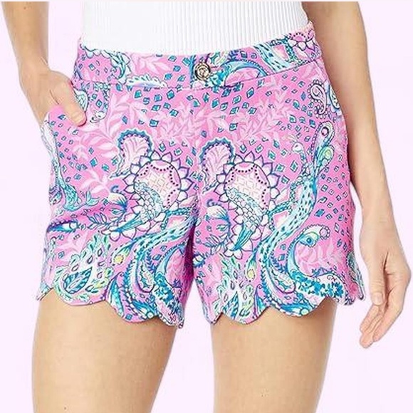 Lilly Pulitzer Pants - Lilly Pulitzer Buttercup Knit Shorts - Size 8 - Strut Your Stuff Peacock EUC